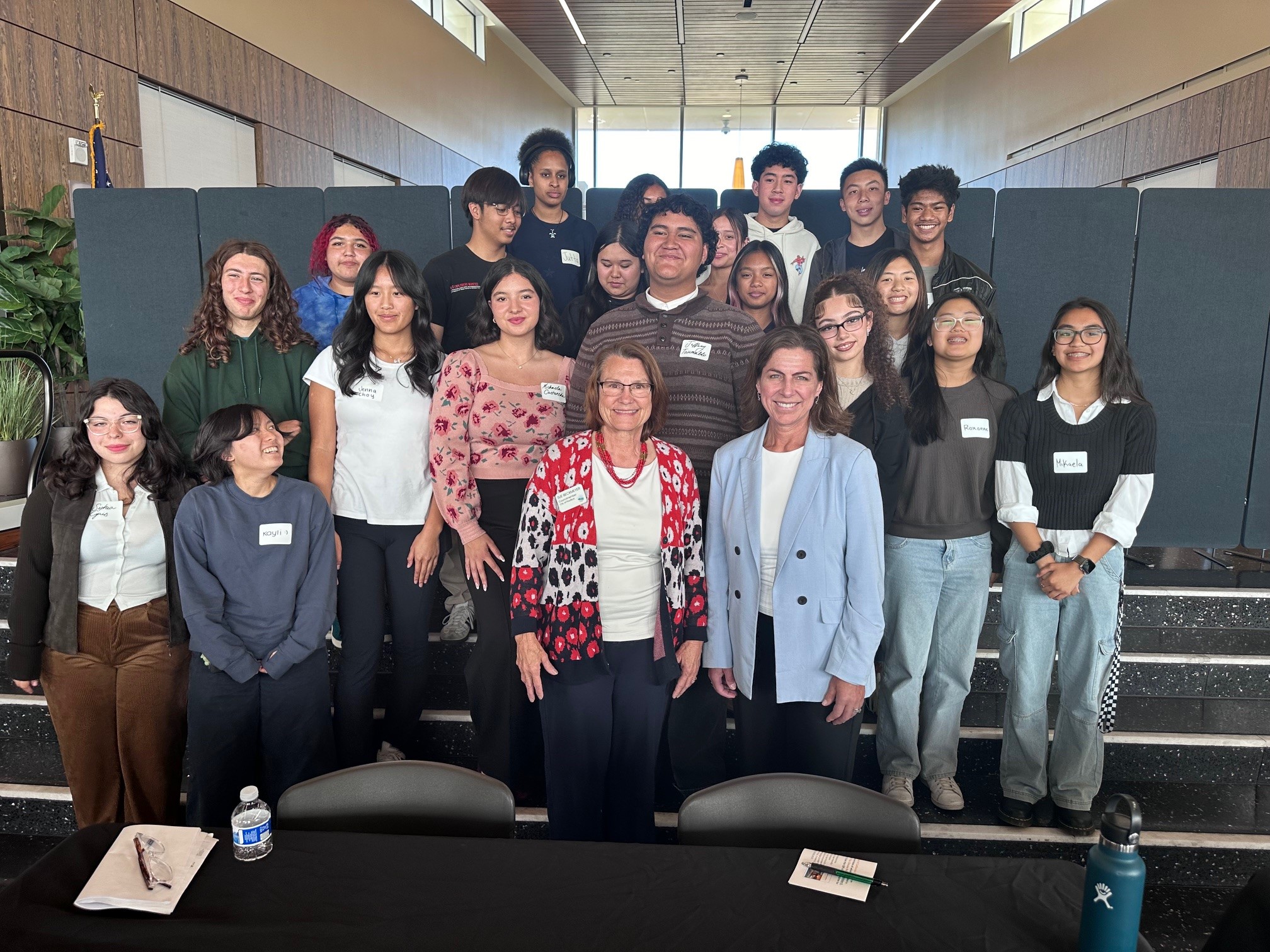 Assemblymember Diane Papan with Skyline College students.