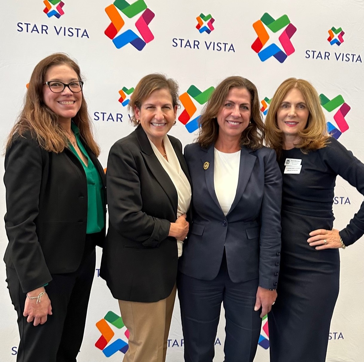 Pictured Left to Right: StarVista CEO Sara Larios Mitchel, Millbrae Councilmember Gina Papan, Assemblymember Diane Papan and Burlingame Vice Mayor Donna Colson